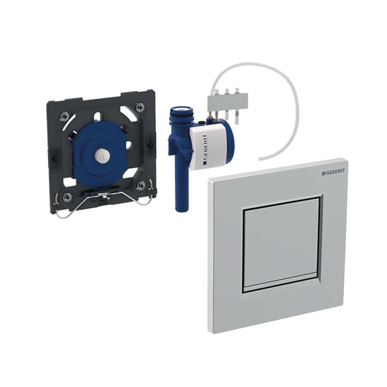 Pisuāru vadības sistēma ar pneimatisko skalošanas aktivizāciju Pisuāru vadības sistēma ar pneimatisko skalošanas aktivizāciju