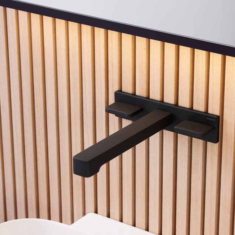 Geberit ONE kvadrātveida sienas maisītājs melnā, matētā krāsā Geberit ONE kvadrātveida sienas maisītājs melnā, matētā krāsā